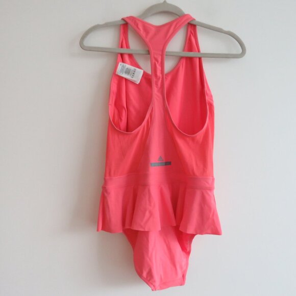 ADIDAS X STELLA MCCARTNEY Coral Pink One Piece Ruffle Swimsuit - Size L - Picture 9 of 14